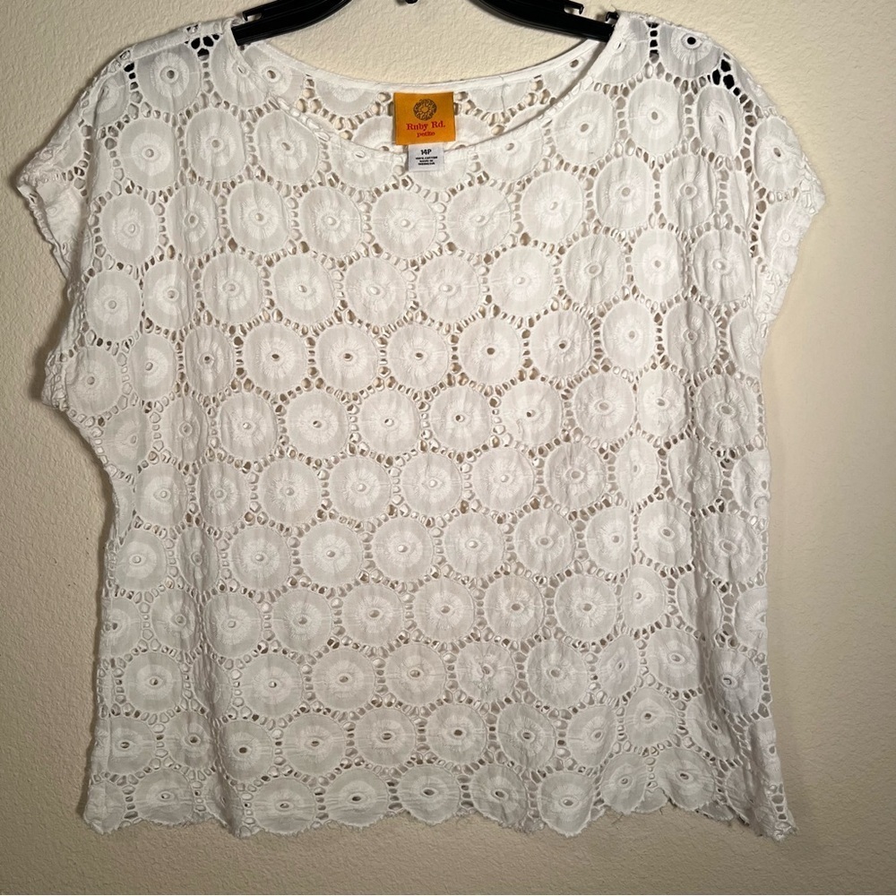 Ruby Rd White Eyelet Blouse Petite Size 14